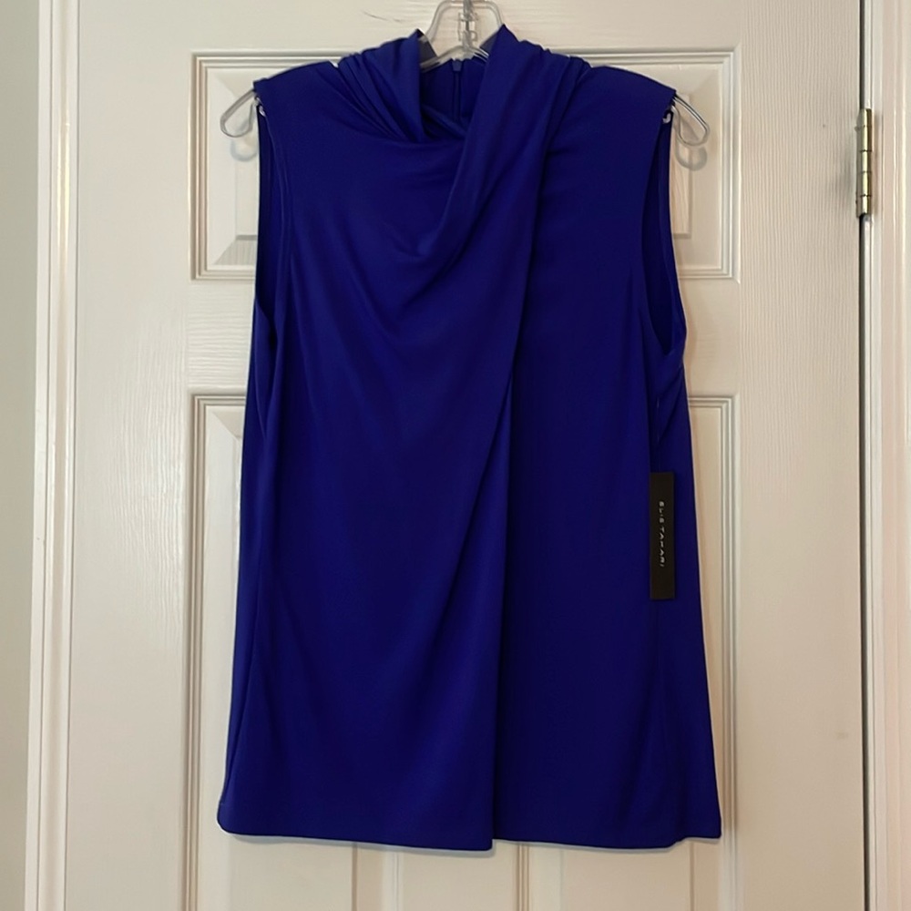 NWT Elie Tahari Landon Twist Knit Blouse, Polaris color, Large